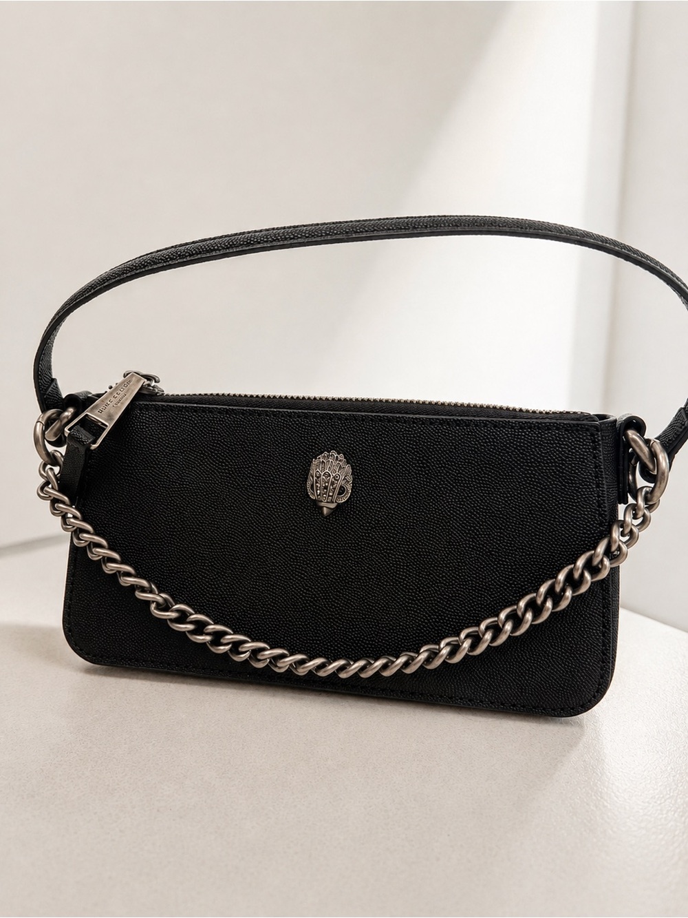 Kurt Geiger Black Shoulder Bag with Silver Chain